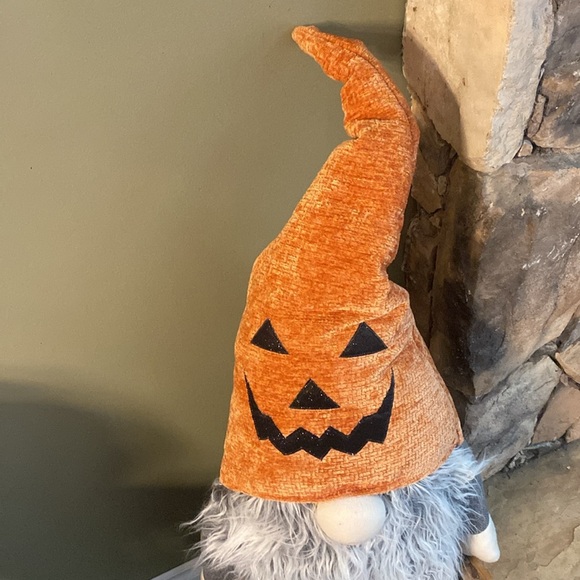 Large Halloween Gnome  with Orange and Black pumpkin hat - Picture 2 of 12